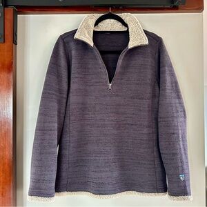 KÜHL Alaska 1/4 Zip Sherpa Sweater Fleece Women’s L Gray Gorpcore Hiking Outdoor